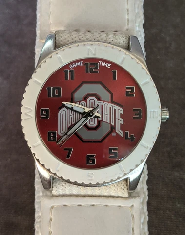 The Ohio State Buckeyes Game Time Women's 30mmQuartz Watch White Nylon Band Cover