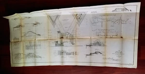 1899 Diagram Construction of Settling Basin and Overflow Barrier Yuba River CA - Picture 1 of 4