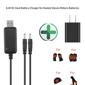 8.4V DC Dual Battery Charger for Heated Gloves Socks Jacket Batteries USB 2-Head - Picture 1 of 5