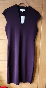 Vestido ajustado elástico REISS para damas elegante morera profunda JASMINE talla 14 PVP £180 - Imagen 1 de 5