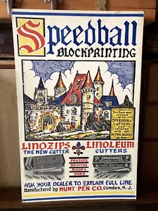 Vintage Speedball Blockdruck Stifte Kunstladen Karton Aufsteller Schild, Neu aus altem Lagerbestand - Bild 1 von 6
