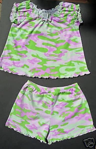 At Home Lime Green and Pink Camo Pajamas Size 6 - Picture 1 of 1
