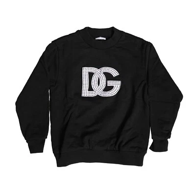 DOLCE & GABBANA Kids Sweater Black Cotton DG Studded Sweatshirt s. Tag 8 600usd - Image 1 of 4