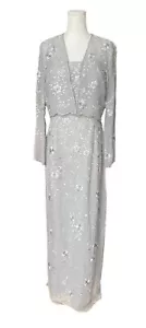 Montage Mon Cheri Silk Maxi Dress w/Jacket 12 Formal Evening Embroidered Beaded - Picture 1 of 11