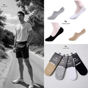 Laulax man invisibility socks plain ankle finest cotton black white grey 4 pairs - Picture 1 of 29