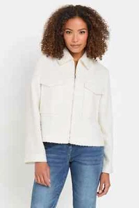 M&CO Boucle Blazer Jacket Cream Ivory Zip Through Up UK 20 - BNWT £59 - Picture 1 of 14