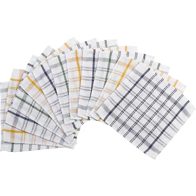 CLASSIC HOME STORE Pack of Heavy Duty Catering Dishcloths Checked 100% Cotton Check Kitchen Cloths