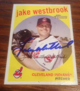Jake Westbrook Indians 2008 Signed Autographed Topps Heritage Card #206 ~ COA - Picture 1 of 4