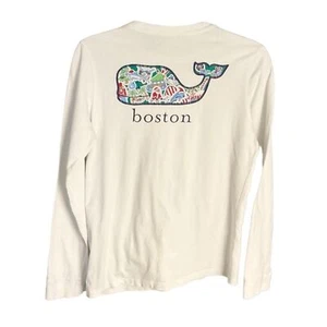 Vineyard Vines Whale Youth Boston Christmas Long Sleeve Icon Tee Shirt Size L - Picture 1 of 11