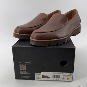 Vionic Women 8.5 Kensley Slip On Loafer Brown Nappa Leather Arch Support New - Picture 1 of 9