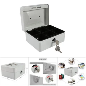 1Pc Mini Portable Iron Petty Lockable Cash Money Safe Security Box - Picture 1 of 24