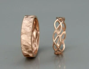 14K Rose Gold Celtic His and Hers Wedding Bands set | Celtic Wedding Rings Set - Picture 1 of 20