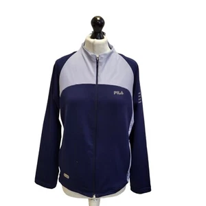 Fila Sports Tracksuit Top Navy Purple Long Sleeve Uk Girl's M Yy341 - Picture 1 of 4