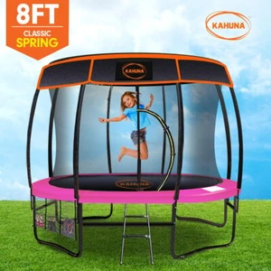 8ft Trampoline Free Safety Net Spring Pad Cover Mat Roof Basketball Set - Pink - Picture 1 of 9