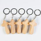 Creative Cross Pendant Keychain Wooden Crafts Car Keyring Backpack Hangings