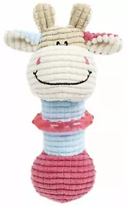 Pet Life ® 'Giraffe-Cow' Plush Squeaking Rubber Teething Newborn Puppy Dog Toy - Picture 1 of 1