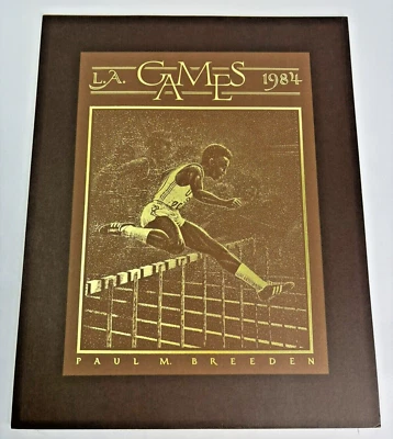 Juegos Olímpicos de Los Ángeles 1984 lámina de oro impresión de pista Paul M Breeden Foto 1 de 4