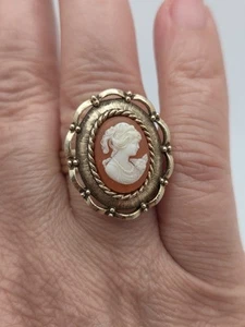 Vintage Vanda Cameo Perfume Adjustable Gold Tone Ring Signed - Bild 1 von 6
