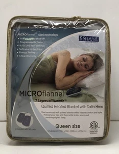 Shavel Home Products Micro Flannel Quilted Heated Blanket, Queen, 2 contollers - Picture 1 of 2