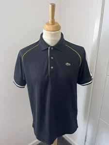 Camisa polo deportiva negra Lacoste FR4 mediana M con cuello logotipo en el pecho - Imagen 1 de 7