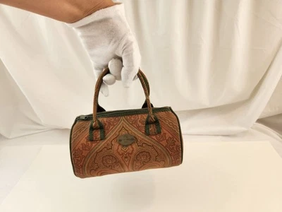 Auténtico ETRO Paisley Mini Boston Mano Marrón Rápido Pequeño Nylon Tela de Lona Foto 1 de 4