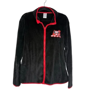 Disney schwarze Fleecejacke mit Reißverschluss Kissing Mickey und Minnie Mouse Gr. XL - Bild 1 von 6