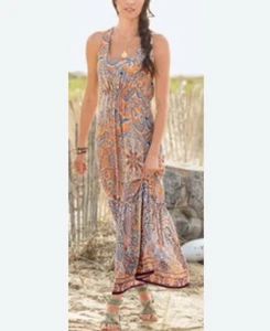 Sundance Maxi Dress Sleeveless Floral Boho Peasant Cruise Resort Size Medium - Picture 1 of 7
