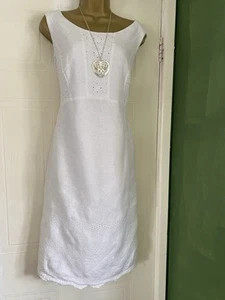 Beautiful M&S PER UNA Linen Brodiery Boho Tea Holiday Occasion Dress Size 14 - Picture 1 of 5