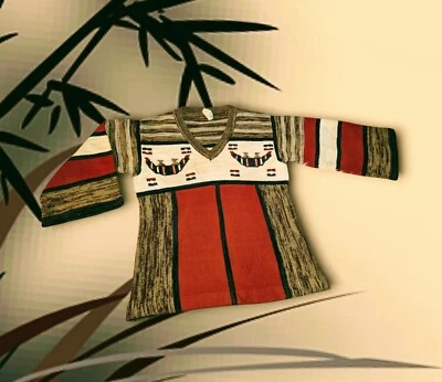 VTG J.L. HUDSON'S Knit Sweater Orange Brown RETRO Hippie Groovy Womens Large EUC - Image 1 of 4