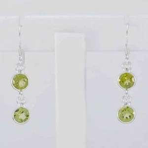 Gemsone Peridot 925 Silver Green color Oval Shape Dangle Earring For Gift - Picture 1 of 4