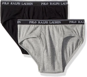 Polo Ralph Lauren 188258 Kids Boys 2-Pack Briefs Underwear Black/Gray Size Small - Picture 1 of 2