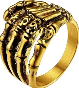 Ring Skelett Größe Y 316L Edelstahl Geschenk Biker Gothic Totenkopf - Bild 1 von 4