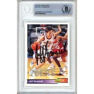 1992-93 Upper Deck #22 Jeff Hornacek Signed Card AUTO Beckett Sixers 76ers Suns - Picture 1 of 5
