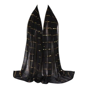 Women Soft Chiffon Sequin Long Scarf Shawl Fashion Muslim Hijab Head Wrap Sca... - Picture 1 of 6