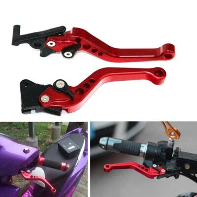 Red 2Pcs Motorcycle Front Disc Brake and Rear Drum Brake Lever Adjustable CNC — 第 1/4 张图片