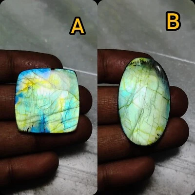 Natural High Quality Multi Fire Labradorite Gemstone Cabs For Jewelry, Wire Wrap - Image 1 of 3