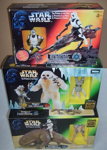 STAR WARS Power of the Force Wampa & Luke Dewback & Speeder Bike NEW SEALED lot Cover