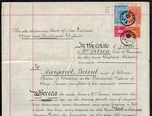 New Zealand QV & KE VII Postal Fiscals on ORIGINAL DOCUMENT w/ L4, 9S, 4d & 6d - Picture 1 of 2