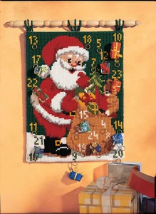 1x Cross Stitch Kit Wall Hanging Advent Calendar Father Christmas Tool - Picture 1 of 1