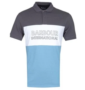 Camisa polo Barbour International para hombre azul blanco gris - Imagen 1 de 4