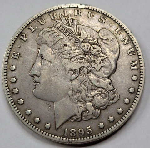 1895 O $1 Morgan Silver Dollar Choice VF/XF Key Date Original Patina Rim Hit D11 Cover
