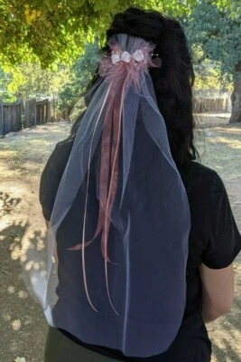 Velo de novia - Recién creado - Blanco y rosa, 26" Foto 1 de 4