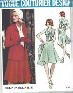 Vogue Sewing Pattern 1013 Vintage Belinda Bellville Jacket Skirt Blouse, S12 New - Picture 1 of 3