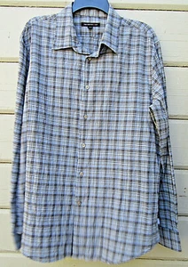 Camisa John Varatos EE. UU. XL Para Hombre a Cuadros LS Informal Arrugas Fruncir - Imagen 1 de 8