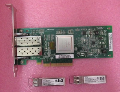 HP QLogic QLE2562-HP PCI-E 8Gb Dual Fibre HBA Host Bus Adapter 489191-001 2x SFP - Image 1 of 4