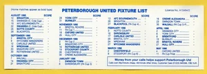 ClubCall Club Anruf Typ Fußball Spielplan Liste Karte Saison 1995/6 - Peterborough - Bild 1 von 2