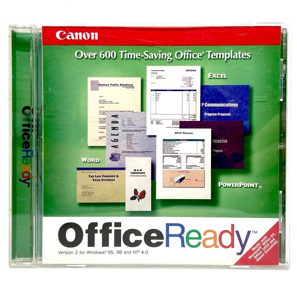 Canon Office Ready Templates Version 2 for Windows 95, 98 and NT 4.0 CD-ROM 1999 - Image 1 of 3