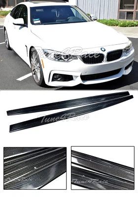 For 14-Up BMW 4-Series F36 Carbon Fiber Side Skirts Extension Performance Style - Image 1 of 4