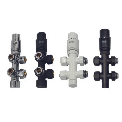 Mittelanschluss-Set Multiblock Hahnblock  Eckform Durchgangsform Badheizkörper - Bild 1 von 4