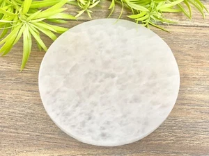 4” Selenite Tile Round Crystal Charging Plate Meditation Therapy Cleansing Stone - Picture 1 of 10